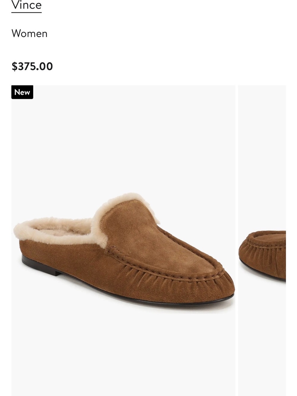 Vince women’s Brown Suede Shearling-Lined Slip-On size 8.5 / 39